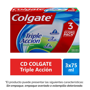 Crema Dental Colgate Triple Acción 3cremas x75ml EconoPack (Outlet)