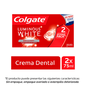 Crema Dental Colgate Luminous White x2cremas x75ml EconoPack (Outlet)