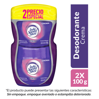 Desodorante Lady Speed Stick Talc Double Defense Crema Pote 2potes x100gr PE (Outlet)