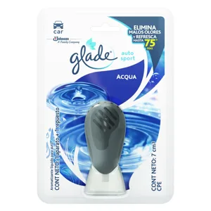 Ambientador Glade Auto Sport  Aqua x7ml  + Unidad Decorativa