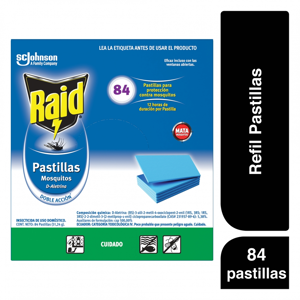 Insecticida Raid Pastillas Caja x84pastillas Pague 72 pastillas OF 84 Noches Repuesto