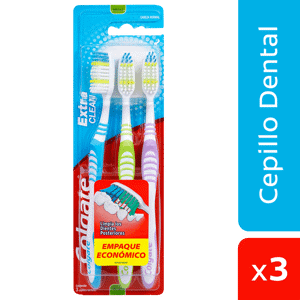 Cepillo Dental Colgate Medio  Extra Clean 3cepillos Empaque Económico