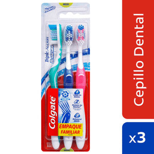 Cepillo Dental Colgate Triple Acción Blancura Blíster 3cepillos Empaque Familiar