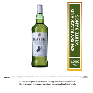 Whisky Black And White 8 Años 1000 ML (Outlet)