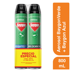 Insecticida Aerosol Baygon Verde 400ml + Baygon Azul 400ml