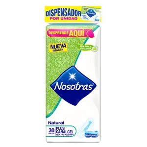 Toalla Higienica Nosotras Plus Canal Gel Ajuste Seguro x30 Toallas