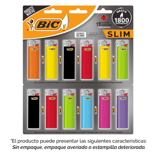 Encendedor Bic J3 Slim Multicolor x12Un (Outlet)