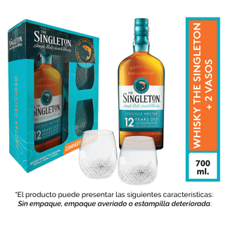 Pack Whisky Single Malt Singleton 12 + Vasos Cristal (Outlet)