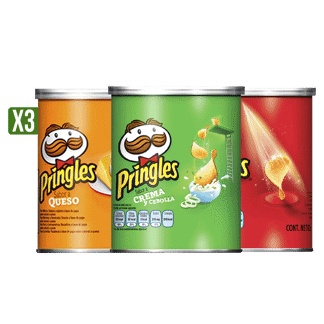 Papas Pringles x40grCremaCebolla + Papas Pringles x40grQueso + Papas Pringles x37grOriginal