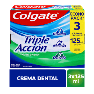 Crema Dental Colgate Triple Acción Pack 3Cremas x125ml