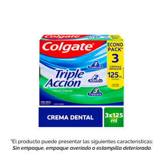Crema Dental Colgate Triple Acción Pack 3Cremas x125ml (Outlet)