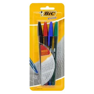 Bolígrafo Bic Cristal Needle Colores Clásicos Blister x4 Bolígrafos