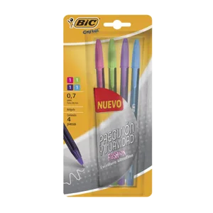 Bolígrafo Bic Cristal Needle Colores Fashion Blister x4 Bolígrafos