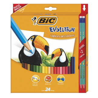 Lápices De Color BIC Evolution x24Un + 2 Lápices Gratis