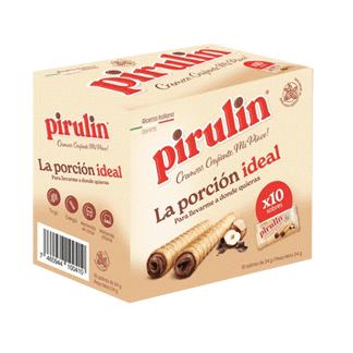 Barquillo Pirulin Avellana y Chocolate Bolsa x10Un x24gr