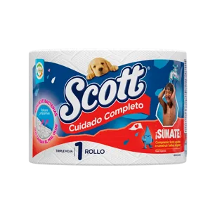 Papel Higiénico Scott Cuidado Completo Triple Hoja x1Un x254mts