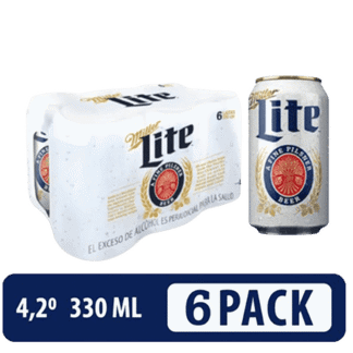 Cerveza Miller Lite Nal x6 x330ml