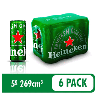 Cerveza Heineken Lata SixPack x269ml