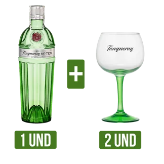 Ginebra Tanqueray Ten Gin + 2 Copas