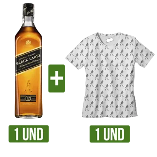 Pack Johnnie Walker Black x700ml + Camiseta Blanca JW Talla M
