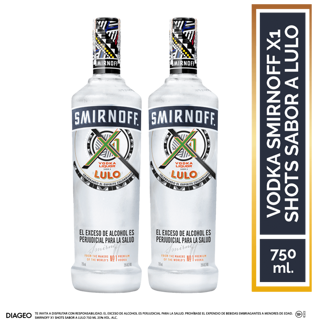 2Un Vodka Smirnoff X1 Lulo Botella x750ml