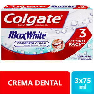Crema Dental Colgate Max White x3 Cremas x75ml EconoPack