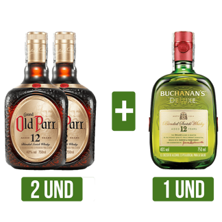 2Un Whisky Old Parr 12años x750ml + 1Un Buchanan´s D´Luxe x750ml