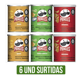 6Un Papas Pringles (Crema y Cebolla /Queso x40gr)/Original x37gr