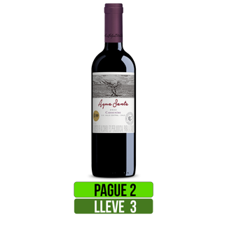 Pague 2Un lleve 3Un Vino Tinto Agua Santa Carmenere Classic x750ml