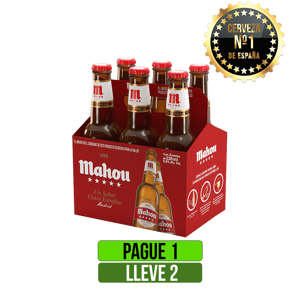 Pague 1 Lleve 2 Display Cerveza Mahou 5 Estrellas x330ml