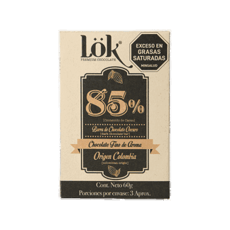 Barra De Chocolate Lok 85% Origen Colombia x60gr