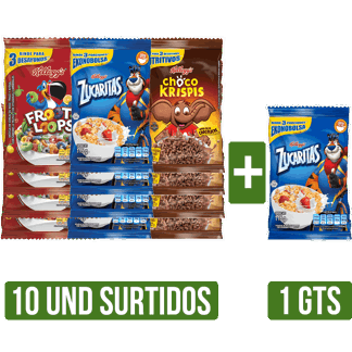 10Un Cereal (Froot Loopsx90gr/Zucaritasx115gr/Choco Krispisx115gr) Gts Cereal Zucaritas x115gr