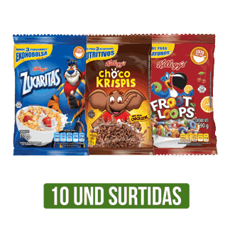 10Un Cereal (Froot Loopsx90gr/Zucaritasx115gr/Choco Krispisx115gr)