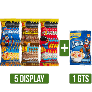 5 Display Cereal (Froot Loopsx50gr/Zucaritasx60gr/Choco Krispisx60gr) Gts Cereal Zucaritas x115gr