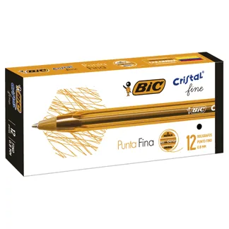 Boligrafo BIC Cristal Punta Fina Negro x12Un