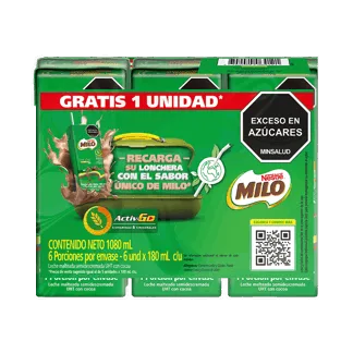 Oferta (Milo Activ-Go RTD x180ml Pague 5 Lleve 6 Extra Contenido)x6Un