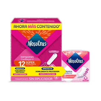 Tampon Nosotras Digital Super x12 Tampones + 15 Portectores Multiestilo