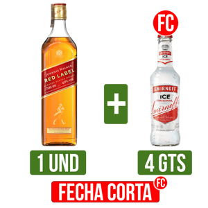 JW Red Label x700ml Gts  4Un Smirnoff Ice x275ml