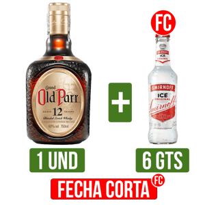 Old Parr 12años x750ml Gts  6Un Smirnoff Ice x275ml