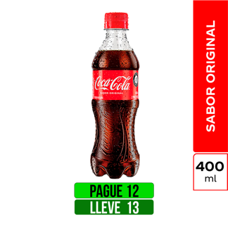 Pague 12 lleve 13 Gaseosa Coca-Cola Pet x400ml