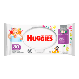 Toallita Húmeda Huggies Manitos Y Carita x80 Toallas