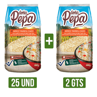 1Cj Arroz Doña Pepa x500gr Gts 2Un Arroz Doña Pepa x500gr