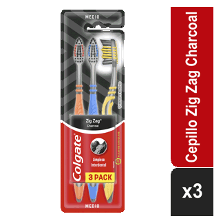 Cepillo Dental Colgate Zigzag Carbón x3 Cepillos