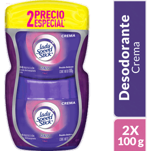 Desodorante Lady Speed Stick Talc Double Defense Crema Pote 2potes x100gr PE