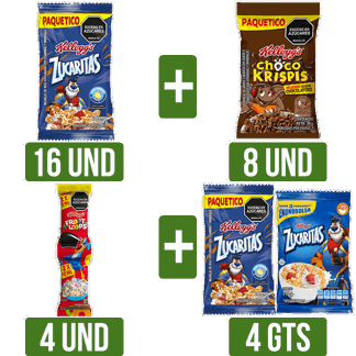 CerealKellogg(2DisplayZuca30gr+1DisplayKrispi30gr+1DisplayLoops50gr) Gts Zuca(2Un30gr+2Un115gr)