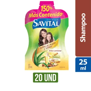 Shampoo Savital Aceite de Argan Sachet x20Un x25ml