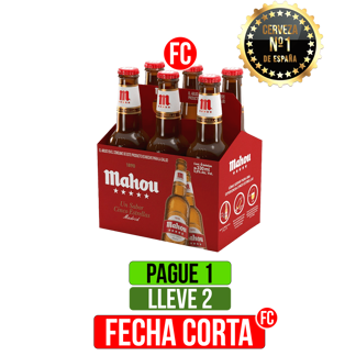 Pague 1 Lleve 2 Display Cerveza Mahou 5 Estrellas x330ml