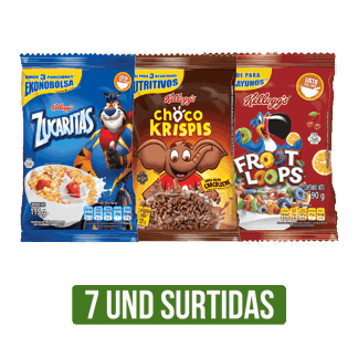 7Un (Zucaritas x115gr/Choco Krispis x115gr/Froot Loops x90gr)