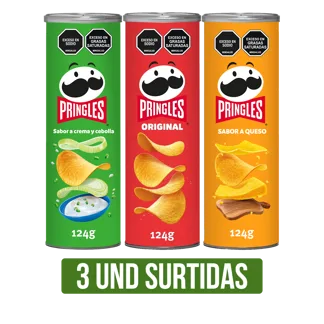 3Und Papas Fritas Pringles Surtidas x124gr