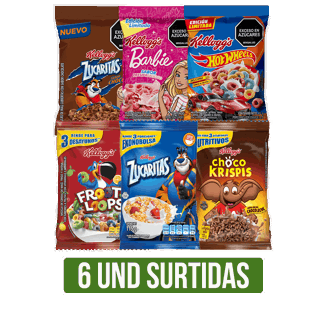 6Un (Barbie/Wheels/ZucaMix/ZucaChoco/Sonic/Zucaritas/Krispis x115gr/Loops x90gr)